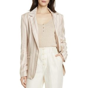 Joie Mauve Ivory Stripe Boyfriend Blazer Jacket Summer